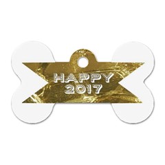 Happy New Year 2017 Gold White Star Dog Tag Bone (one Side) by yoursparklingshop