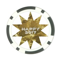 Happy New Year 2017 Gold White Star Poker Chip Card Guards by yoursparklingshop