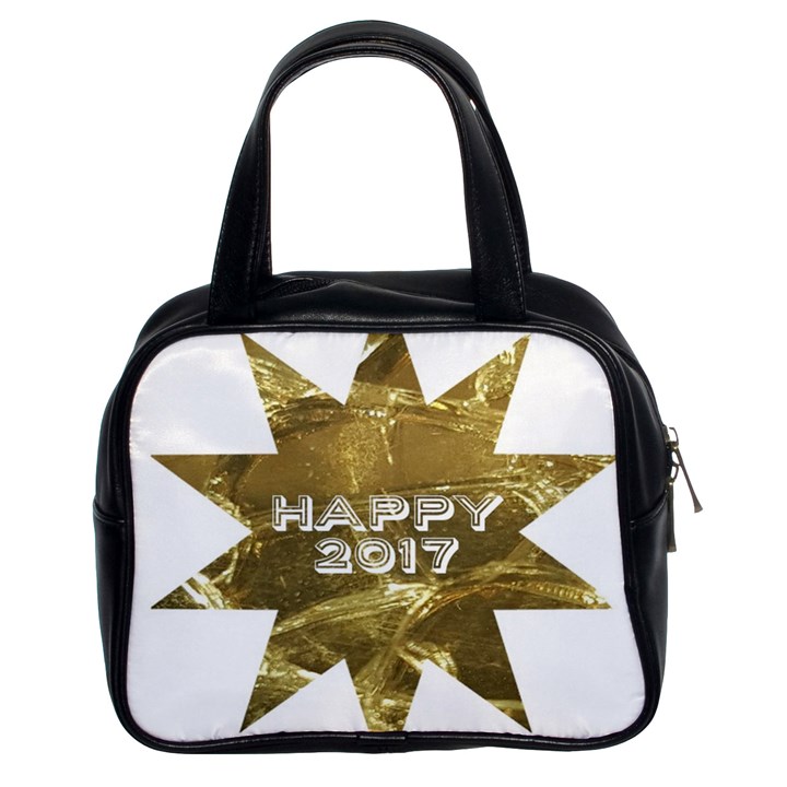 Happy New Year 2017 Gold White Star Classic Handbags (2 Sides)