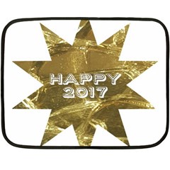 Happy New Year 2017 Gold White Star Fleece Blanket (mini) by yoursparklingshop