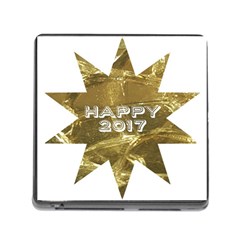 Happy New Year 2017 Gold White Star Memory Card Reader (square) by yoursparklingshop