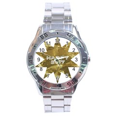 Happy New Year 2017 Gold White Star Stainless Steel Analogue Watch