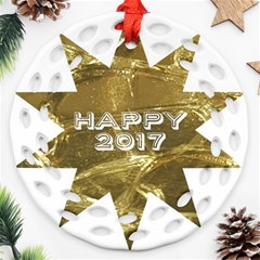 Happy New Year 2017 Gold White Star Ornament (round Filigree) 