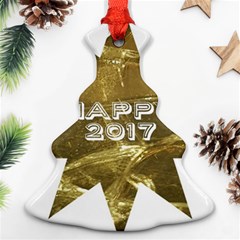 Happy New Year 2017 Gold White Star Christmas Tree Ornament (2 Sides)