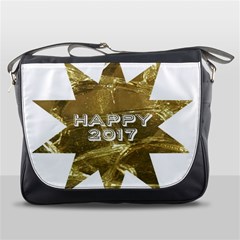 Happy New Year 2017 Gold White Star Messenger Bags by yoursparklingshop