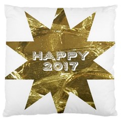 Happy New Year 2017 Gold White Star Large Cushion Case (one Side)