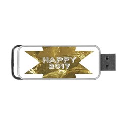 Happy New Year 2017 Gold White Star Portable Usb Flash (one Side)