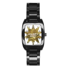 Happy New Year 2017 Gold White Star Stainless Steel Barrel Watch by yoursparklingshop