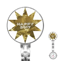 Happy New Year 2017 Gold White Star Stainless Steel Nurses Watch by yoursparklingshop