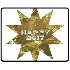 Happy New Year 2017 Gold White Star Double Sided Fleece Blanket (medium)  by yoursparklingshop