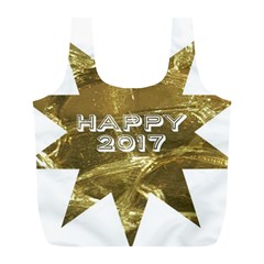 Happy New Year 2017 Gold White Star Full Print Recycle Bags (l)  by yoursparklingshop