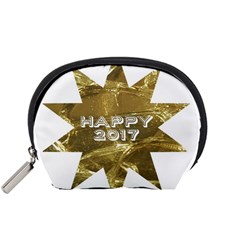 Happy New Year 2017 Gold White Star Accessory Pouches (small)  by yoursparklingshop