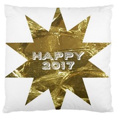 Happy New Year 2017 Gold White Star Standard Flano Cushion Case (one Side) by yoursparklingshop