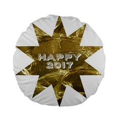 Happy New Year 2017 Gold White Star Standard 15  Premium Flano Round Cushions by yoursparklingshop