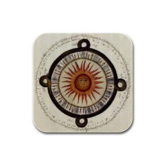 Ancient Aztec Sun Calendar 1790 Vintage Drawing Rubber Square Coaster (4 Pack) 