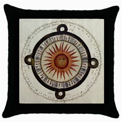 Ancient Aztec Sun Calendar 1790 Vintage Drawing Throw Pillow Case (black)