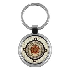 Ancient Aztec Sun Calendar 1790 Vintage Drawing Key Chains (round) 