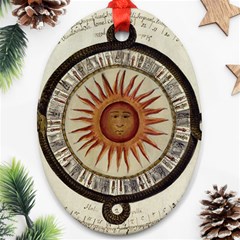 Ancient Aztec Sun Calendar 1790 Vintage Drawing Oval Ornament (two Sides) by yoursparklingshop