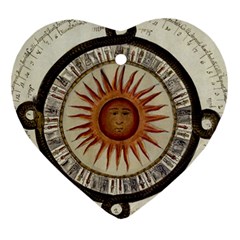 Ancient Aztec Sun Calendar 1790 Vintage Drawing Heart Ornament (2 Sides) by yoursparklingshop