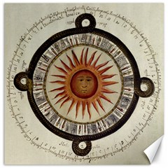 Ancient Aztec Sun Calendar 1790 Vintage Drawing Canvas 12  X 12   by yoursparklingshop