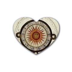 Ancient Aztec Sun Calendar 1790 Vintage Drawing Heart Coaster (4 Pack) 