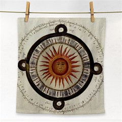 Ancient Aztec Sun Calendar 1790 Vintage Drawing Face Towel by yoursparklingshop