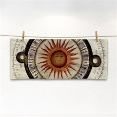 Ancient Aztec Sun Calendar 1790 Vintage Drawing Hand Towel