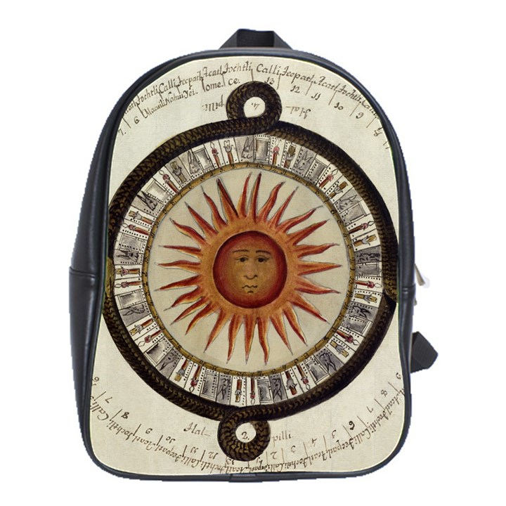 Ancient Aztec Sun Calendar 1790 Vintage Drawing School Bags(Large) 