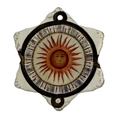 Ancient Aztec Sun Calendar 1790 Vintage Drawing Ornament (snowflake)  by yoursparklingshop