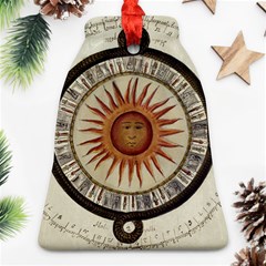 Ancient Aztec Sun Calendar 1790 Vintage Drawing Ornament (bell)  by yoursparklingshop