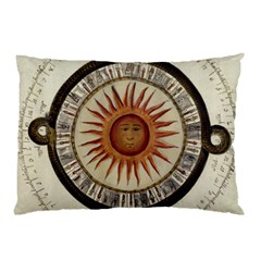 Ancient Aztec Sun Calendar 1790 Vintage Drawing Pillow Case (two Sides)