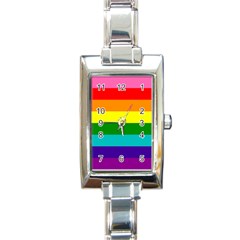 Colorful Stripes Lgbt Rainbow Flag Rectangle Italian Charm Watch by yoursparklingshop