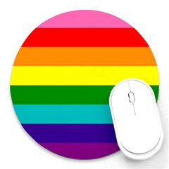 Colorful Stripes Lgbt Rainbow Flag Round Mousepads by yoursparklingshop