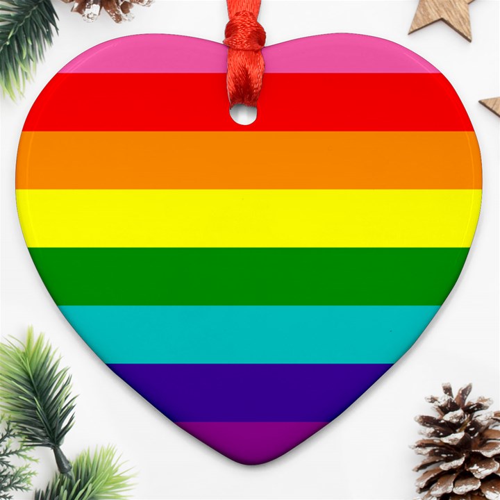 Colorful Stripes Lgbt Rainbow Flag Ornament (Heart) 