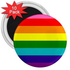 Colorful Stripes Lgbt Rainbow Flag 3  Magnets (10 Pack)  by yoursparklingshop