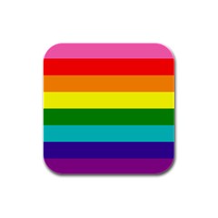 Colorful Stripes Lgbt Rainbow Flag Rubber Square Coaster (4 Pack) 