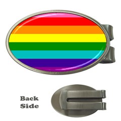 Colorful Stripes Lgbt Rainbow Flag Money Clips (oval)  by yoursparklingshop