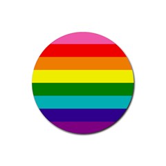 Colorful Stripes Lgbt Rainbow Flag Rubber Coaster (round) 