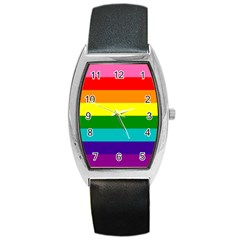 Colorful Stripes Lgbt Rainbow Flag Barrel Style Metal Watch by yoursparklingshop