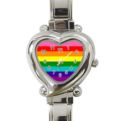 Colorful Stripes Lgbt Rainbow Flag Heart Italian Charm Watch