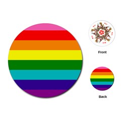 Colorful Stripes Lgbt Rainbow Flag Playing Cards (round)  by yoursparklingshop