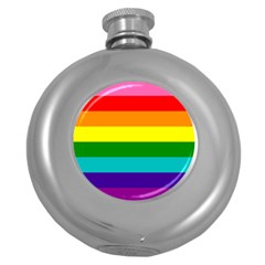 Colorful Stripes Lgbt Rainbow Flag Round Hip Flask (5 Oz) by yoursparklingshop