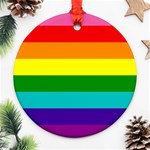 Colorful Stripes Lgbt Rainbow Flag Round Ornament (Two Sides)  Front