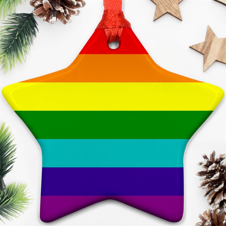 Colorful Stripes Lgbt Rainbow Flag Star Ornament (Two Sides) 