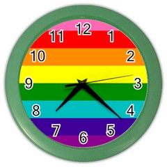 Colorful Stripes Lgbt Rainbow Flag Color Wall Clocks by yoursparklingshop