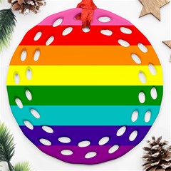 Colorful Stripes Lgbt Rainbow Flag Round Filigree Ornament (2side) by yoursparklingshop