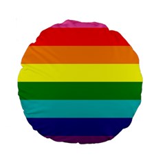 Colorful Stripes Lgbt Rainbow Flag Standard 15  Premium Round Cushions by yoursparklingshop