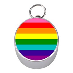 Colorful Stripes Lgbt Rainbow Flag Mini Silver Compasses by yoursparklingshop