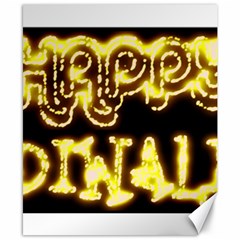 Happy Diwali Yellow Black Typography Canvas 8  X 10 