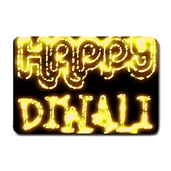 Happy Diwali Yellow Black Typography Small Doormat  by yoursparklingshop